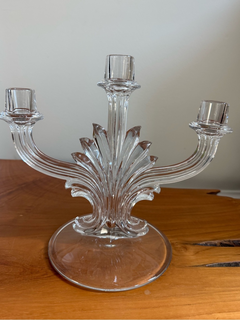 Vintage Clear Triple Light Candlestick Elegant Glass Candelabra